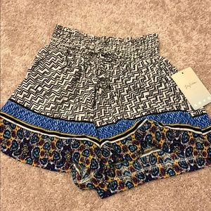 Blue and Black Print Shorts
